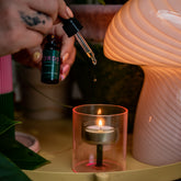 Photophore, verre rose & vert